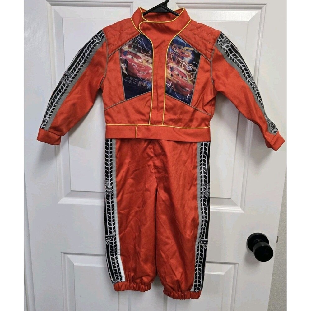Disney Pixar Cars Lightning McQueen Toddler Race Car Driver Costume Jumpsuit XS